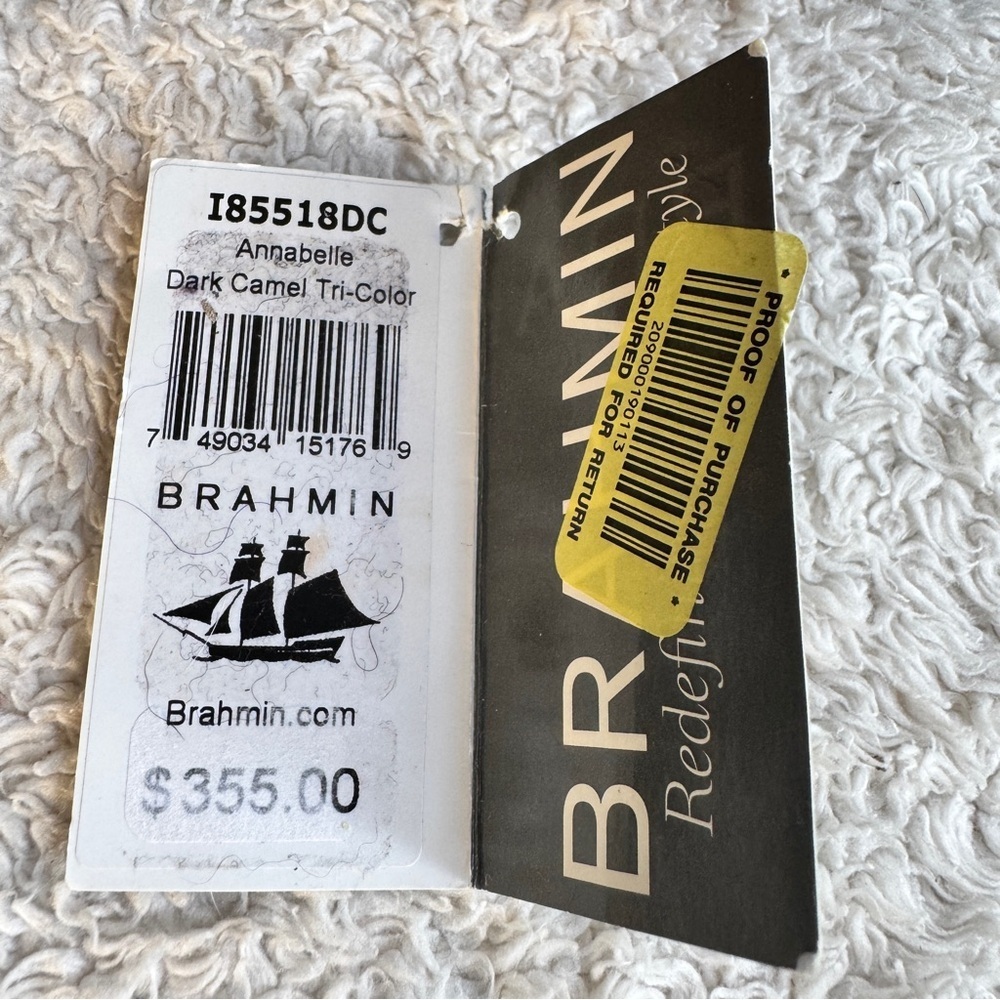 Brahmin Annabelle Dark Camel Tri-Color Croc-Embossed Leather with Green Trim NWT - Picture 3 of 8